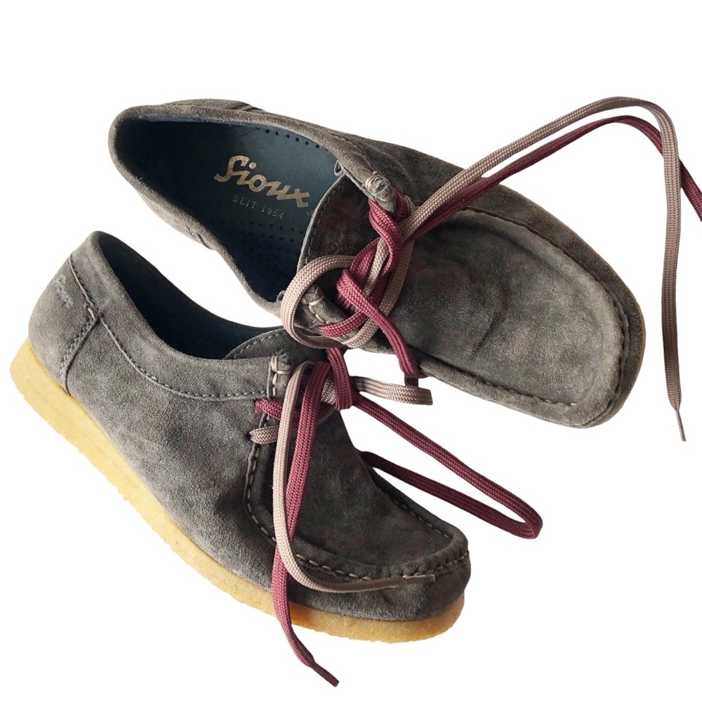 Sioux - Grasshopper Moccasins Grey with Purple New US 5